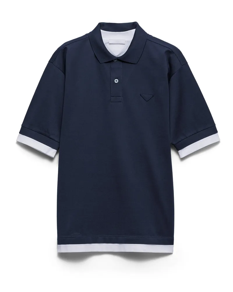 Prada Poloshirt Aus Baumwolle, Herren, Marineblau, Größe Marineblau