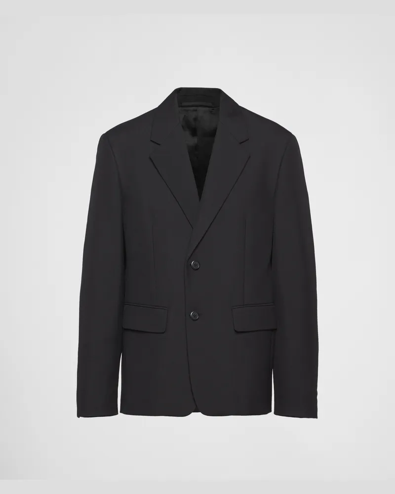 Prada Einreihige Jacke aus Wollgemisch Schwarz