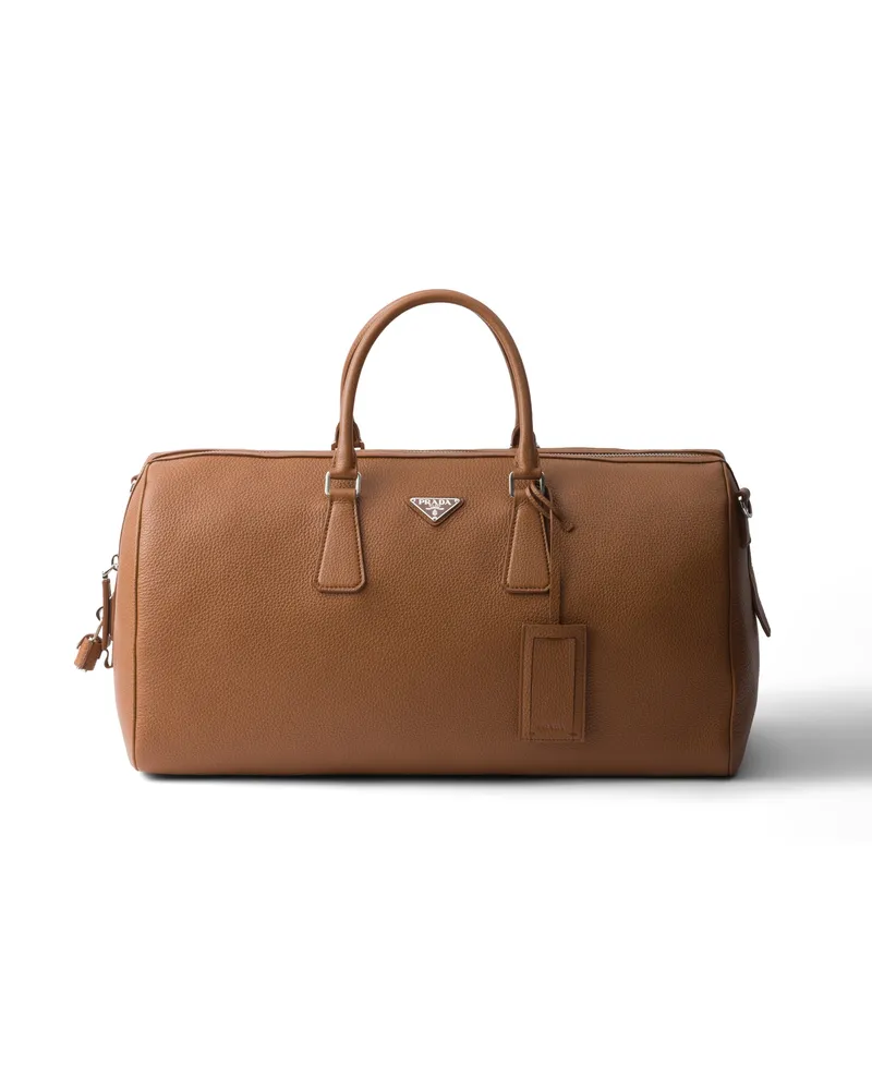 Prada Weekender Aus Leder, , Cognac Cognac