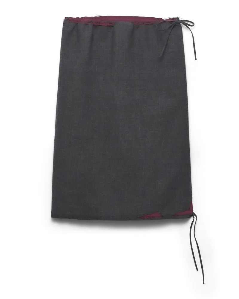 Prada Midirock Aus Geklebtem Hopsack Mit Dévoré-effekt, Damen, Schiefer/granat, Größe Schiefer