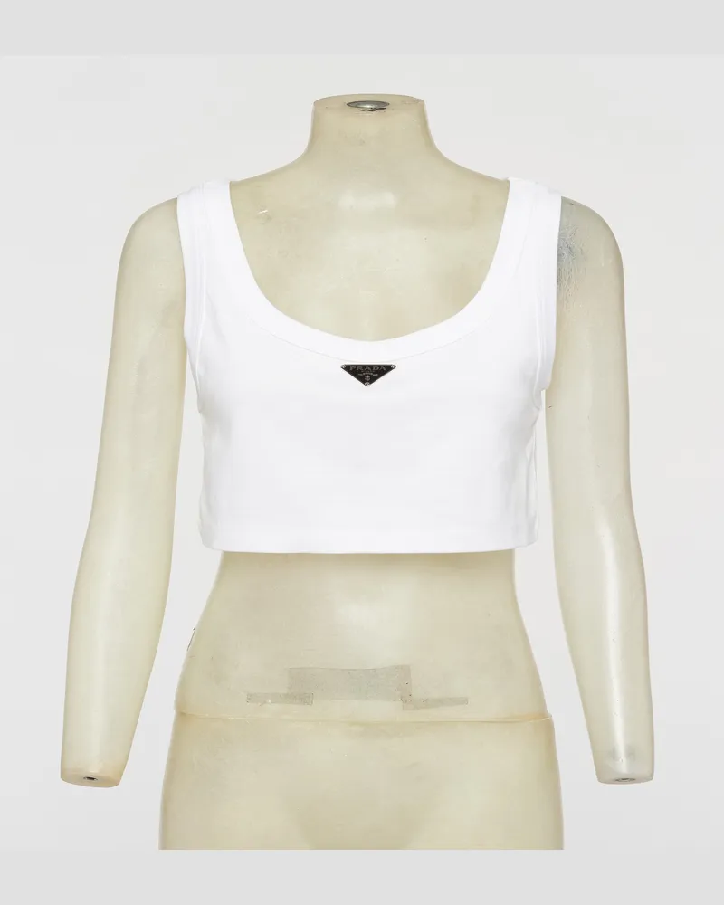 Prada Top Aus Jersey, Damen, Weiss, Größe Weiss