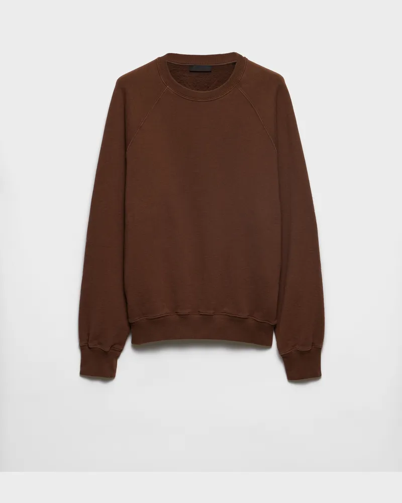 Prada Sweatshirt aus Baumwollfleece Tabak