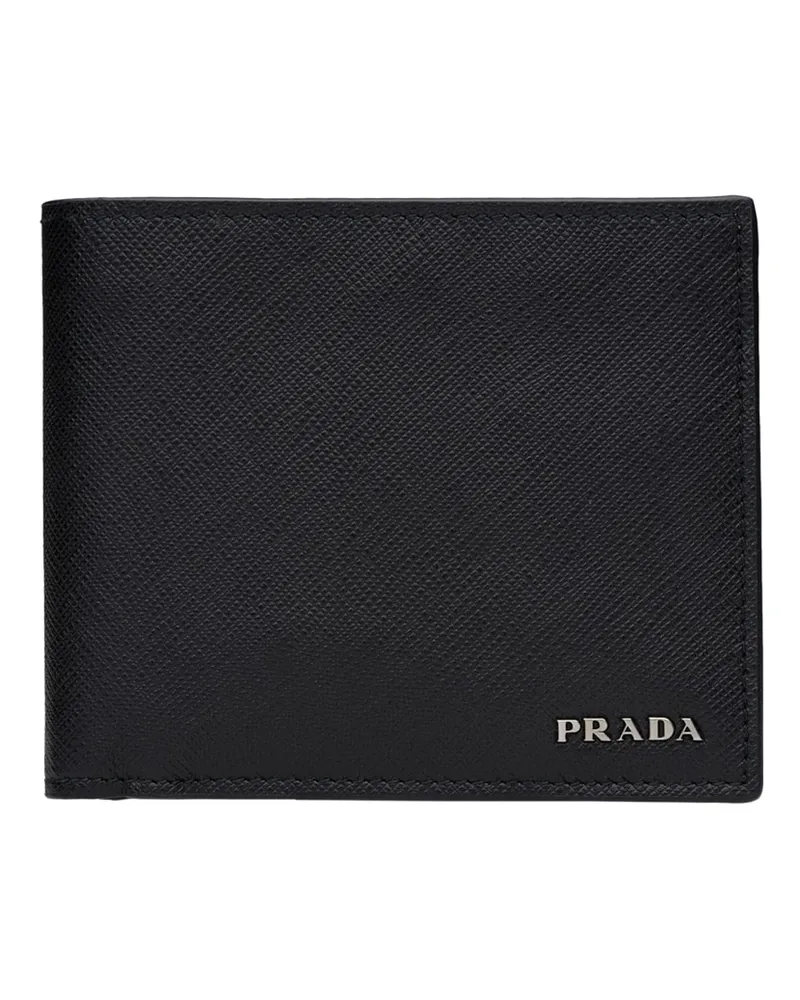 Prada Portemonnaie Aus Leder, Herren, Schwarz/ostseeblau Schwarz