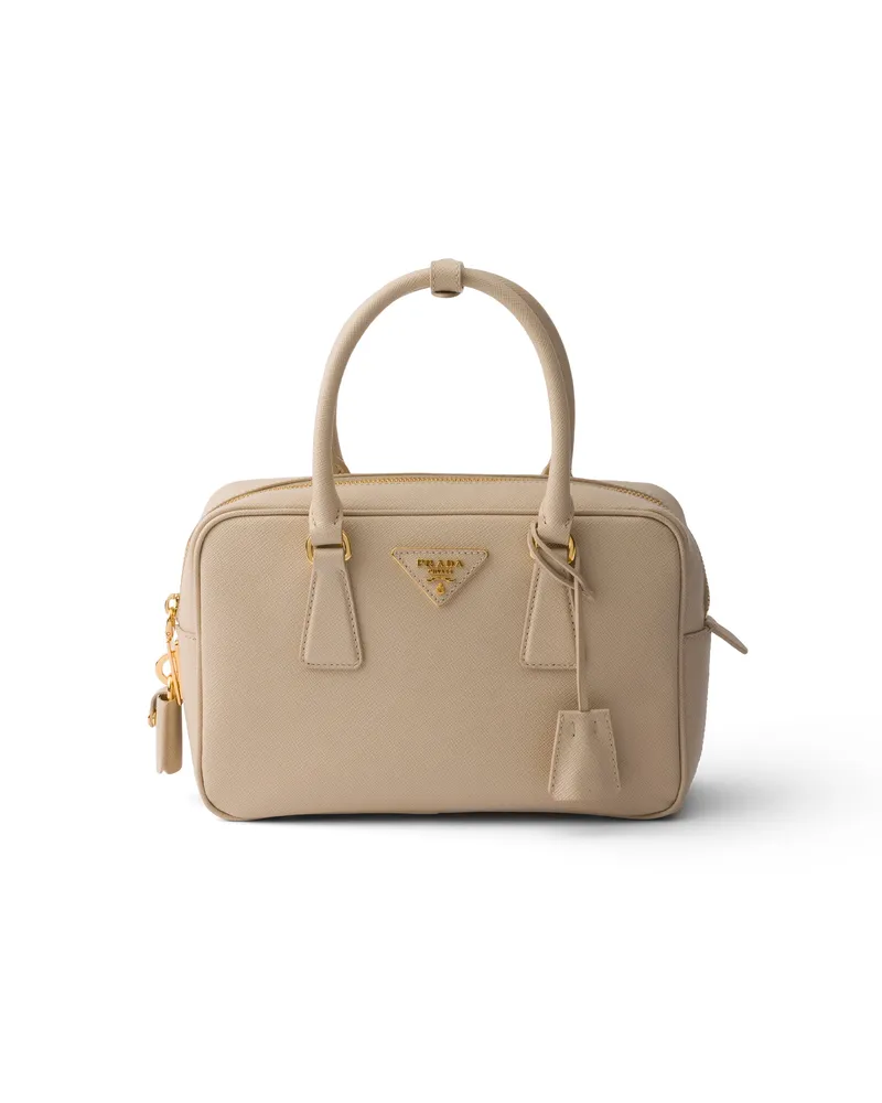 Prada Kleine Henkeltasche Aus Saffiano-leder, Damen, Travertingrau Travertingrau