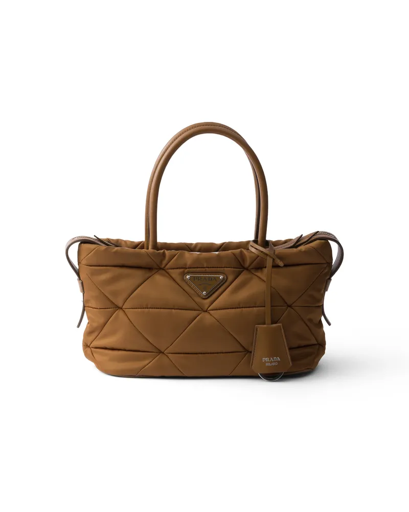 Prada Mittelgroße Tote Bag Aus Gepolstertem Re-nylon, Damen, Brandy Brandy