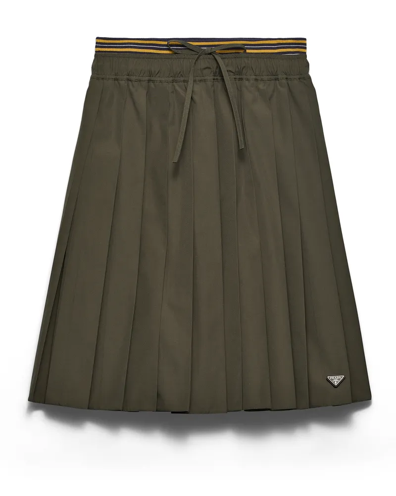 Prada Faltenrock Aus Popeline In Midilänge, Damen, Waldgrün, Größe Waldgrün