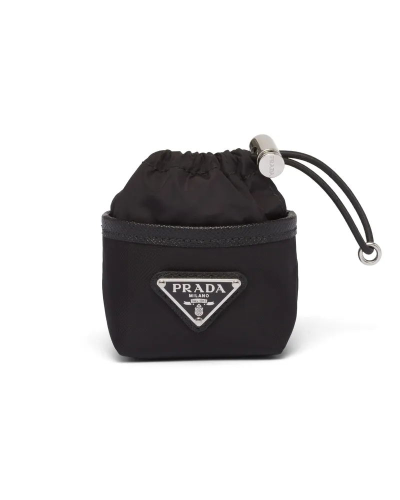 Prada Mini-pouch-schlüsselanhänger Aus Re-nylon, Herren, Schwarz Schwarz
