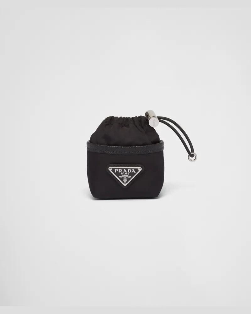 Prada Mini-Pouch-Taschenanhänger aus Re-Nylon Schwarz