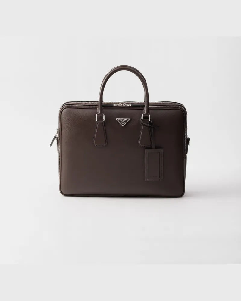 Prada Brieftasche aus Saffiano-Leder Kaffeebraun
