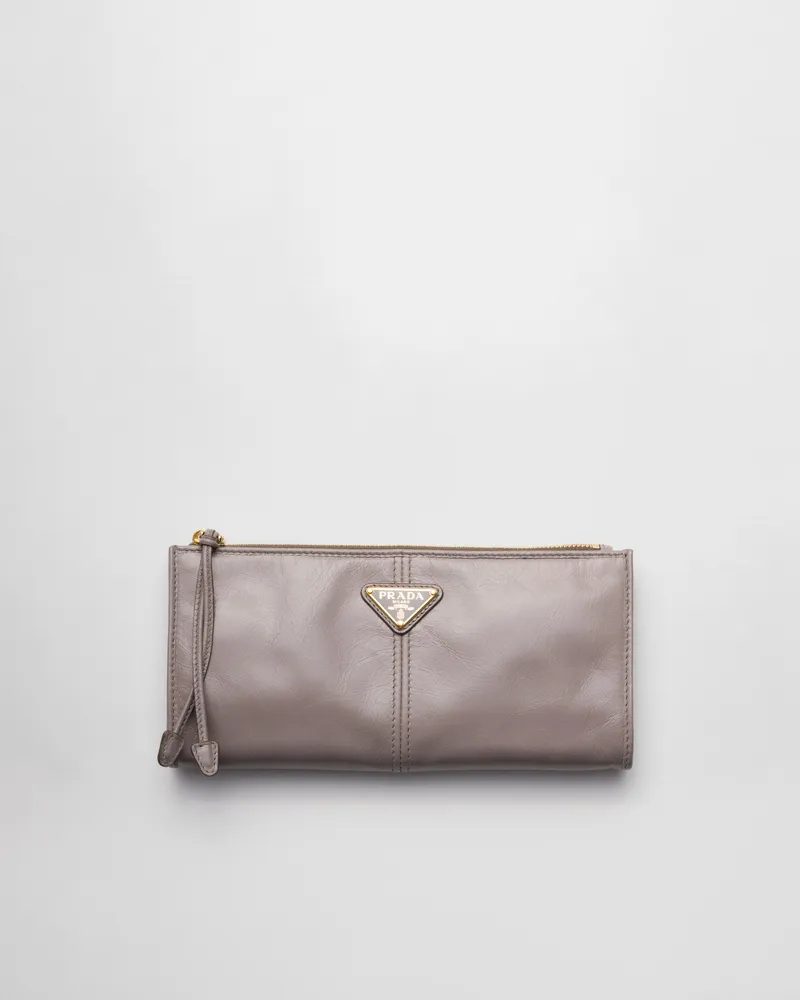 Prada Pouch aus Leder Dunkelgrau