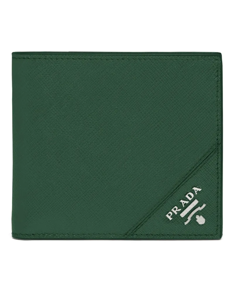 Prada Saffiano Leder Brieftasche Mit Münzfach, Herren, Smaragdgrün Smaragdgrün