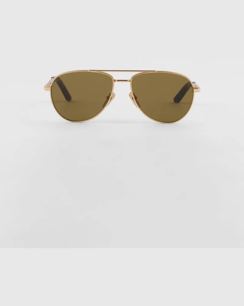 Prada Sonnenbrille mit ikonischer Plakette aus Metall Lodengrüne