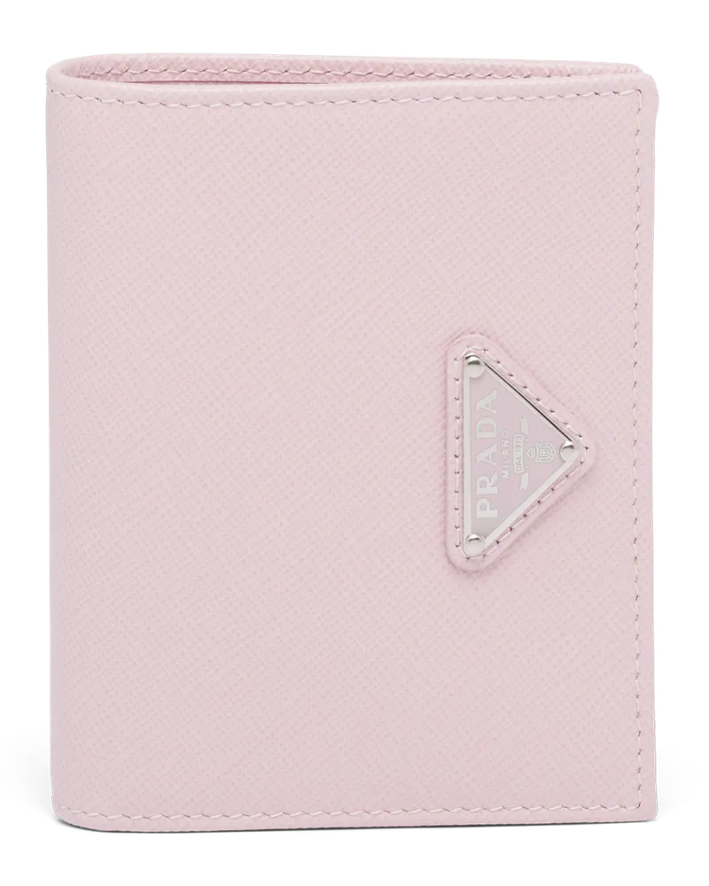 Prada Kleines Portemonnaie aus Saffiano Leder Alabaster