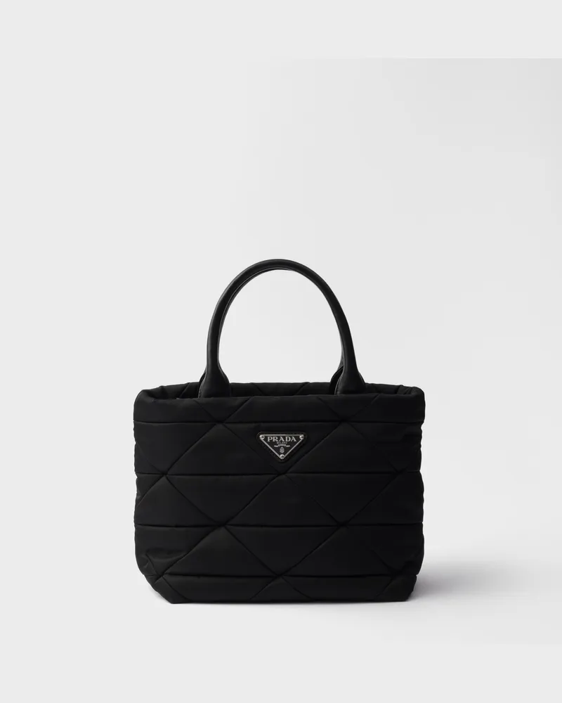 Prada Kleine gepolsterte Tote Bag aus Re-Nylon Schwarz