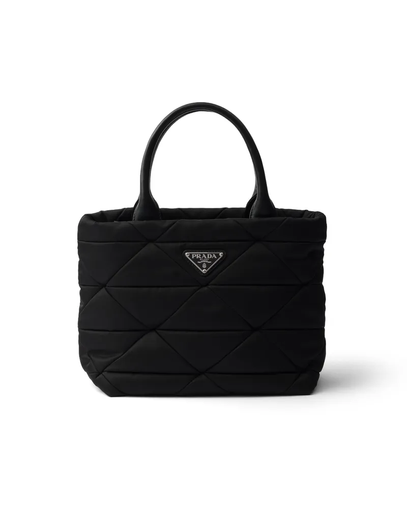Prada Kleine Gepolsterte Tote Bag Aus Re-nylon , Damen, Schwarz Schwarz