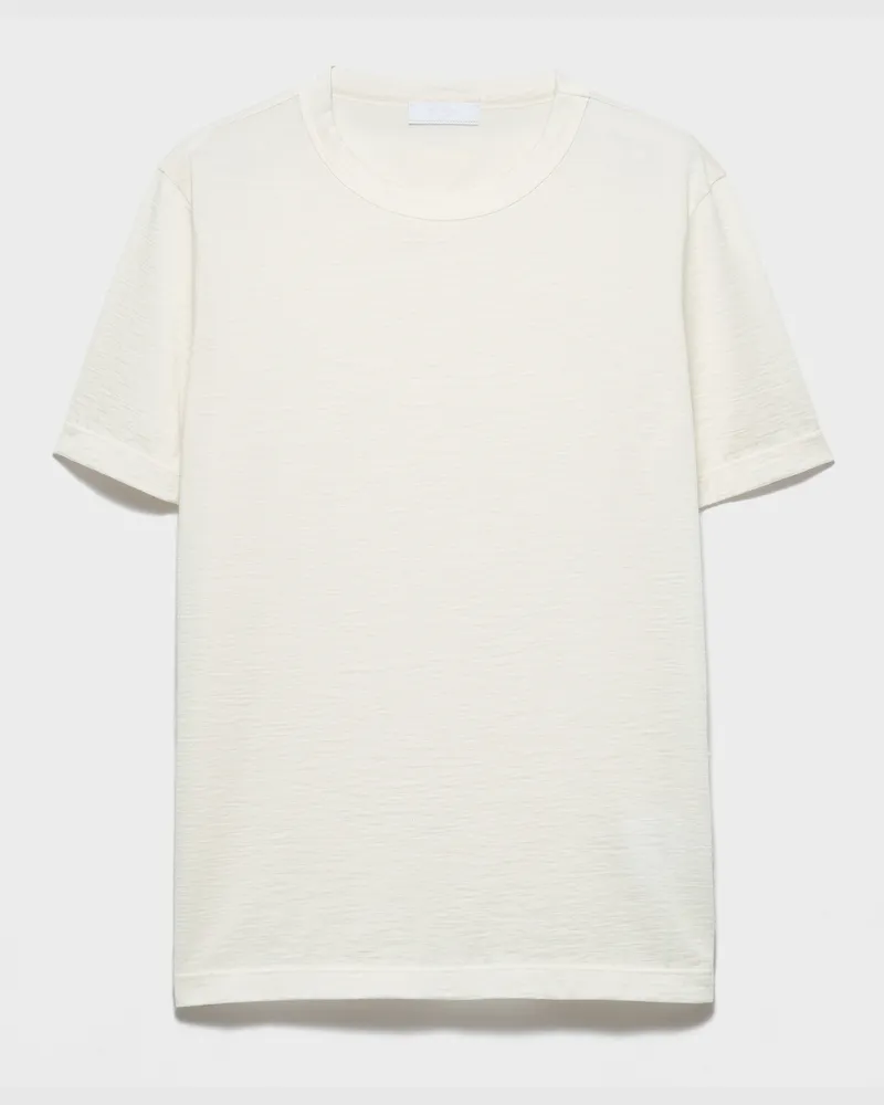Prada T-Shirt aus Kaschmir und Seide Weiss