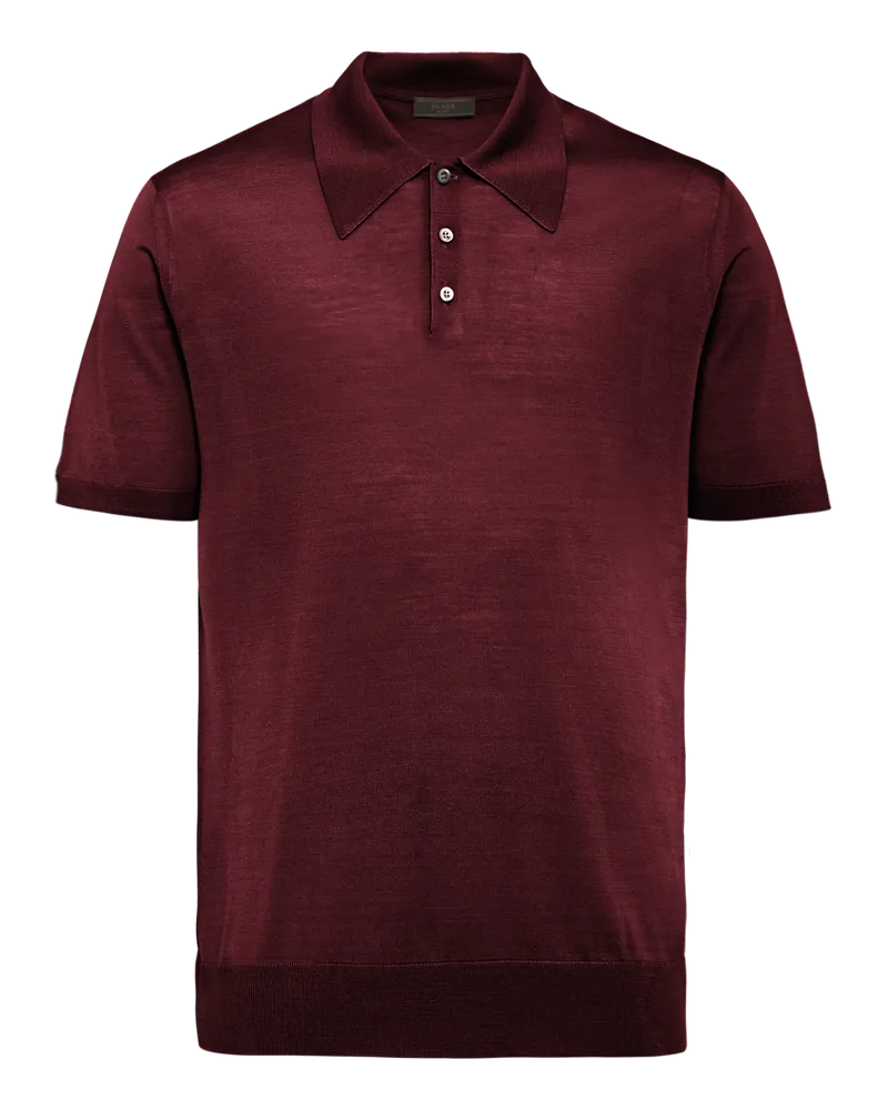 Prada Poloshirt Aus Kammwolle Burgunderrot