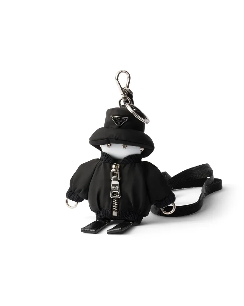 Prada Weicher Roboter-schlüsselanhänger Aus Re-nylon, Herren, Schwarz Schwarz