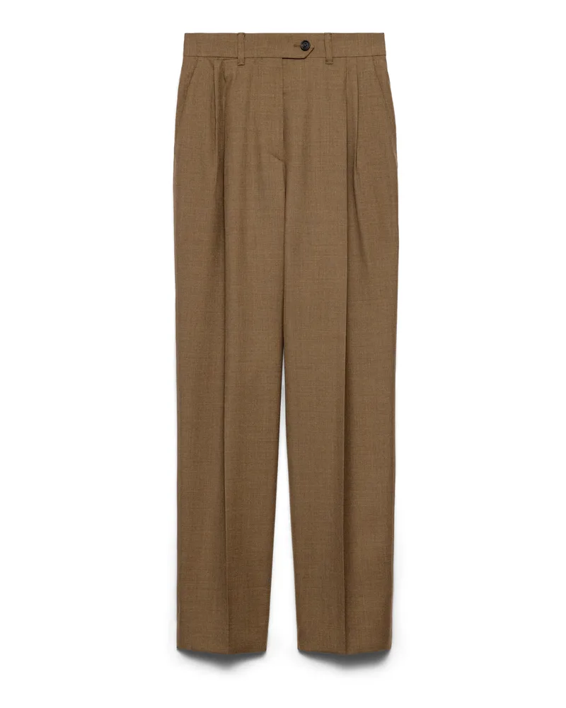 Prada Hose Aus Wolle, Damen, Tabak, Größe Tabak