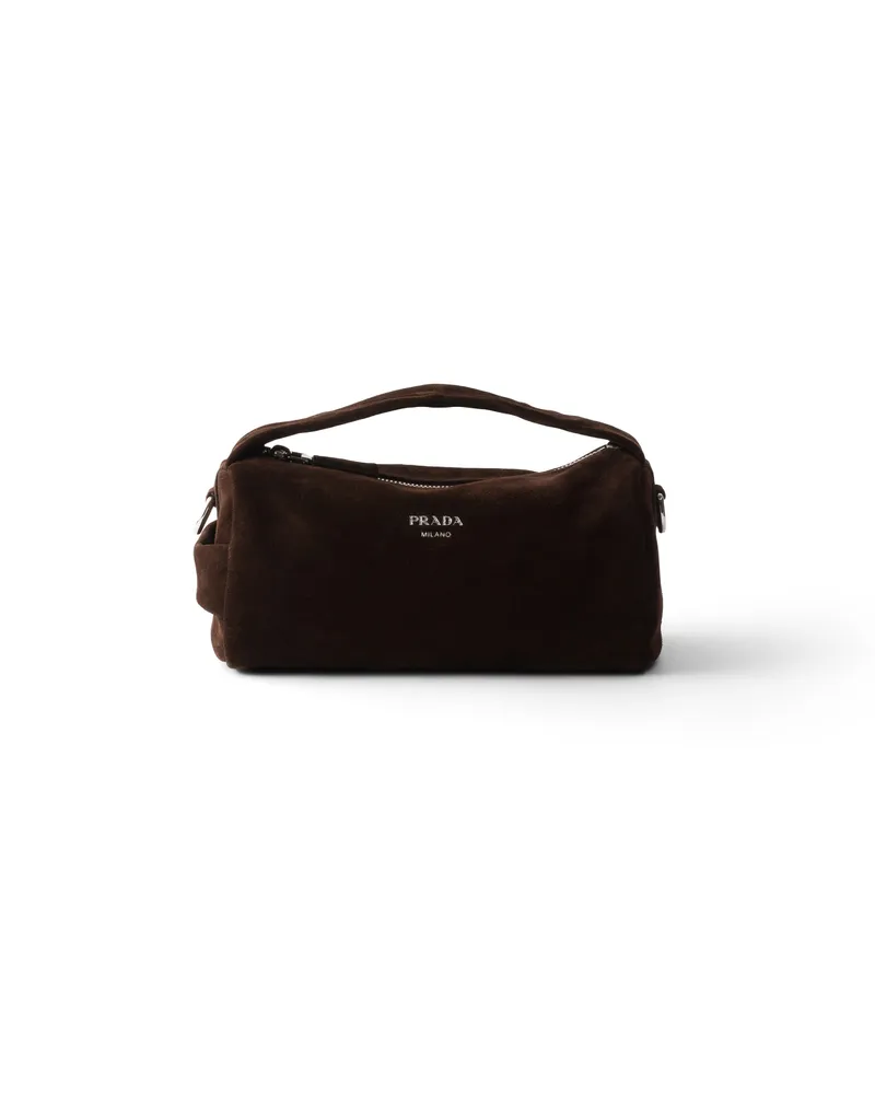 Prada Schultertasche Aus Wildleder, Herren, Dunkelbraun Dunkelbraun