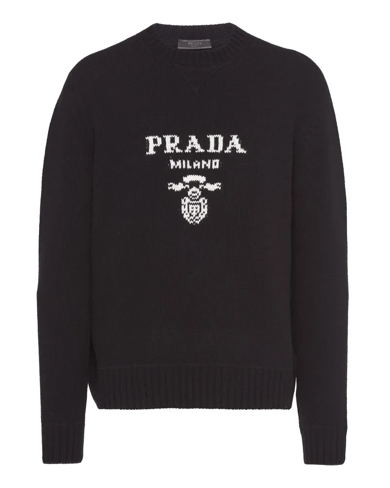 Prada Rundhalspullover Aus Wolle Und Kaschmir, Herren, Schwarz, Größe Schwarz