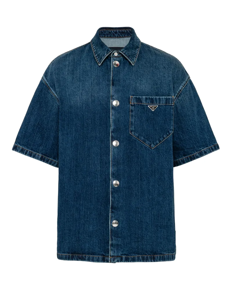 Prada Hemd Aus Denim, Herren, Blau, Größe Blau
