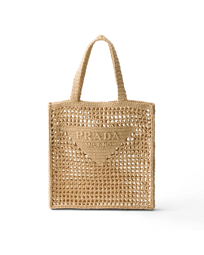 Prada Gehäkelte Tote Bag, Damen, Hellbraun Hellbraun