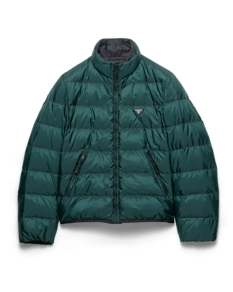 Prada Mittelschwere Daunenjacke Aus Re-nylon, Herren, Flaschengrün, Größe Flaschengrün