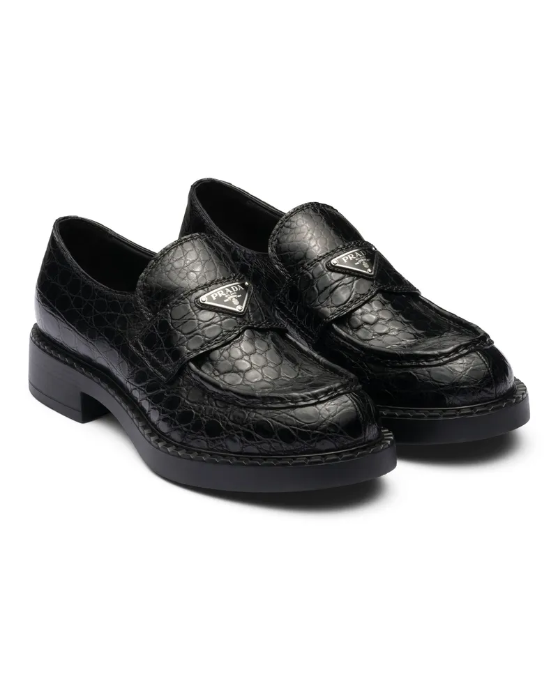 Prada Chocolate Loafer Aus Krokodilleder, Herren, Schwarz, Größe 9,5 Schwarz