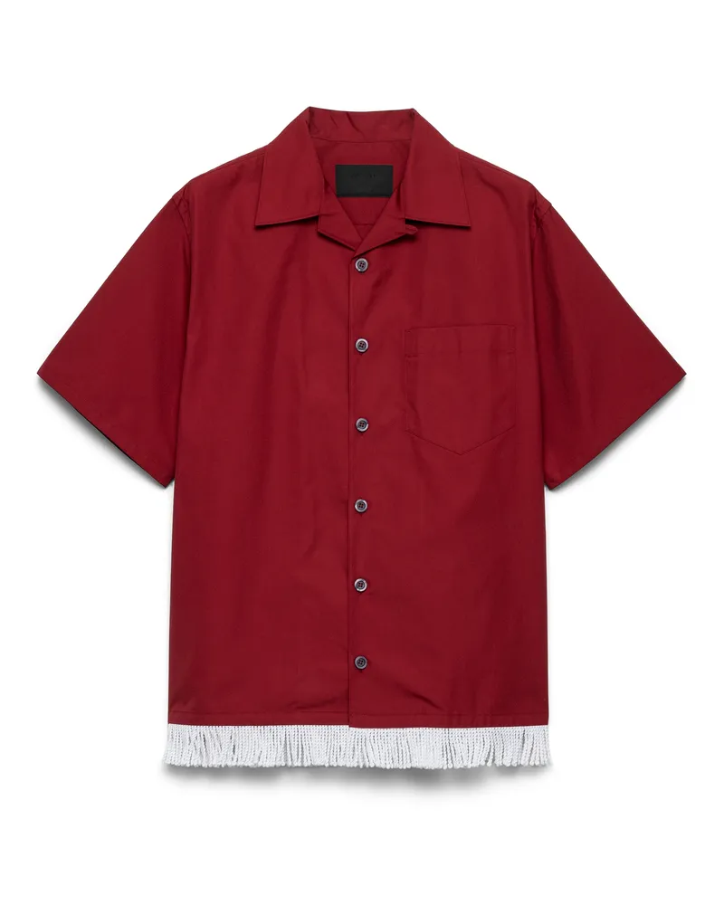 Prada Bowling-hemd Aus Baumwollmischung Mit Fransen , Herren, Rubinrot, Größe Rubinrot