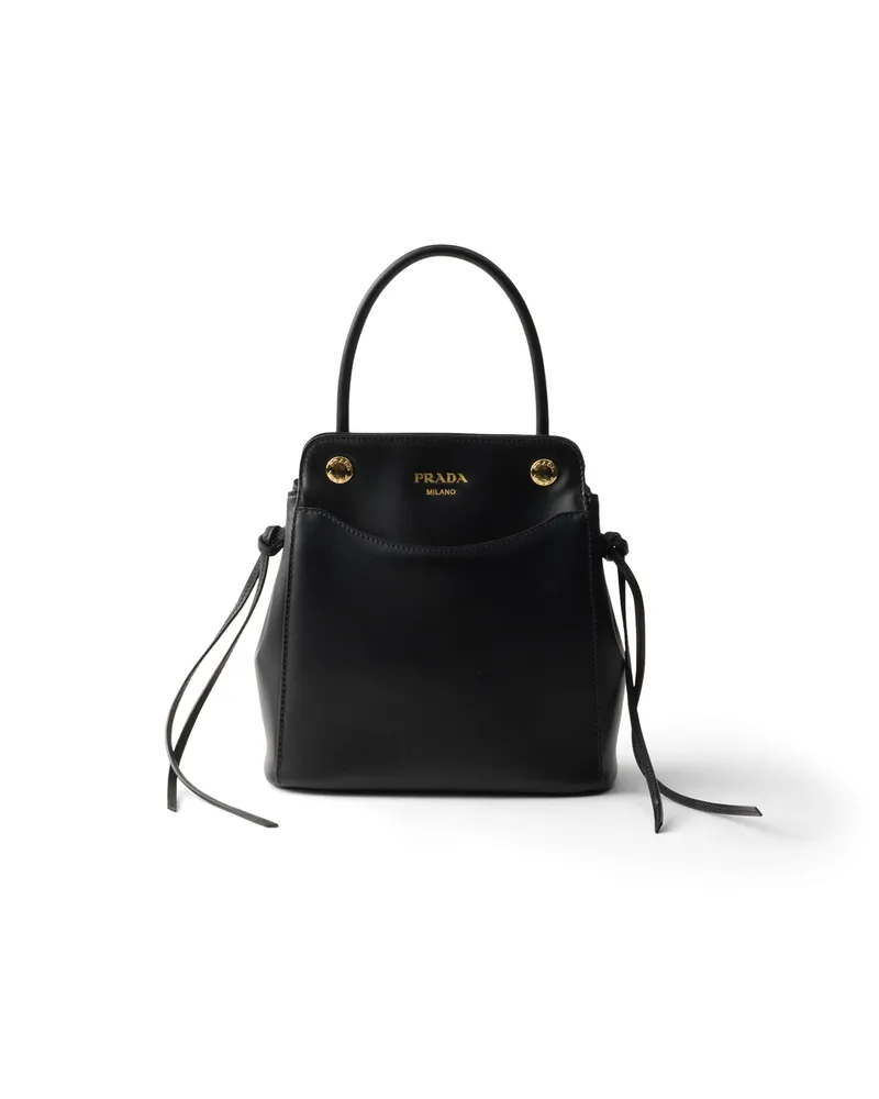 Prada Carry Mini Handtasche Aus Leder, Damen, Schwarz Schwarz