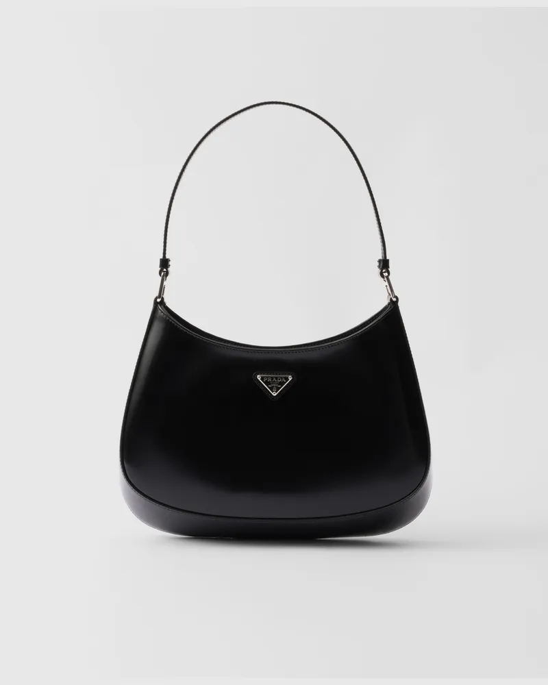 Prada Cleo Schultertasche gebürstetes Leder Schwarz
