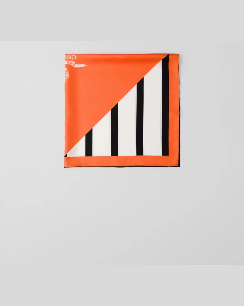 Prada Schal aus Seidentwill mit Print, 90 x 90 Orange