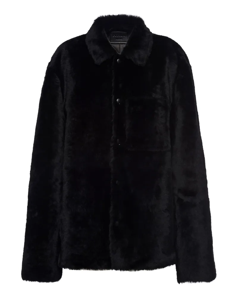 Prada Blousonjacke Aus Lammfell, Herren, Schwarz, Größe Schwarz