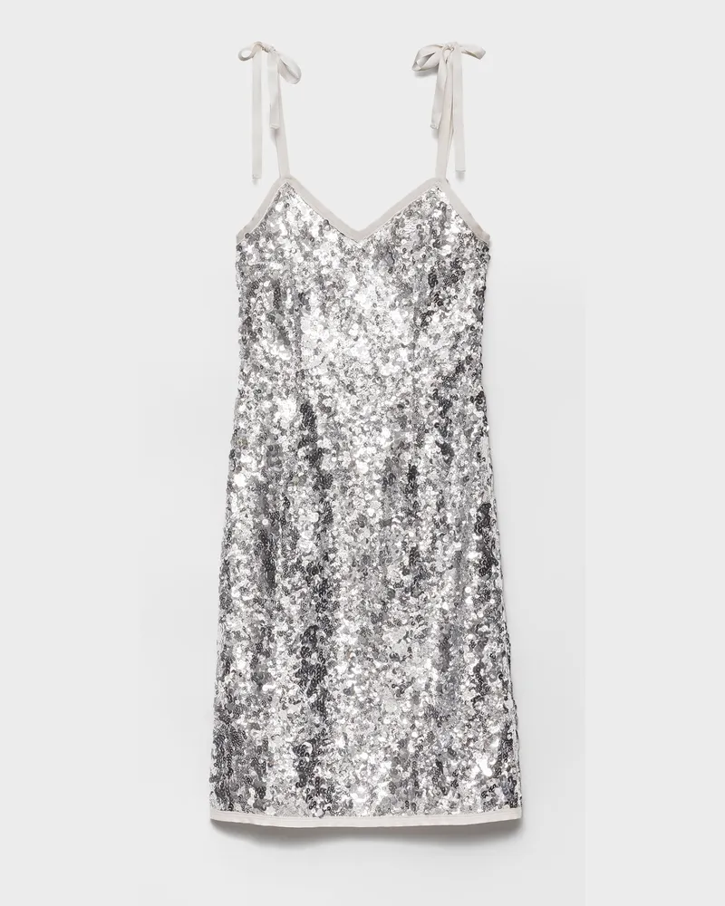 Prada Besticktes Kleid aus Pailletten Silber