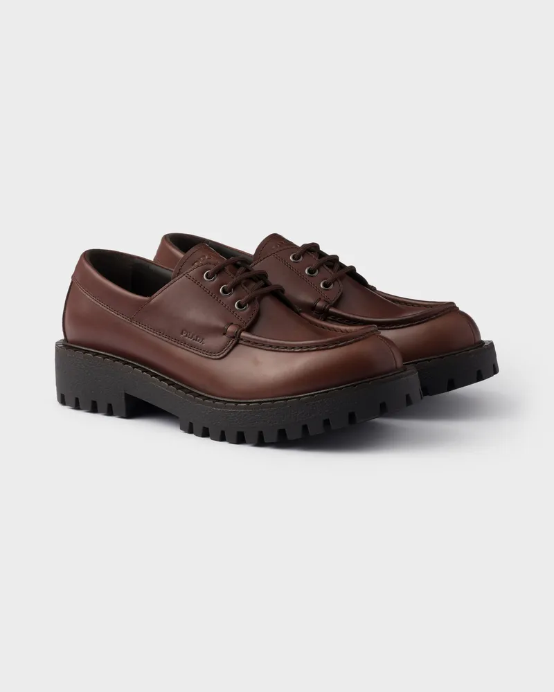 Prada Schnürschuhe aus Leder Ebenholz
