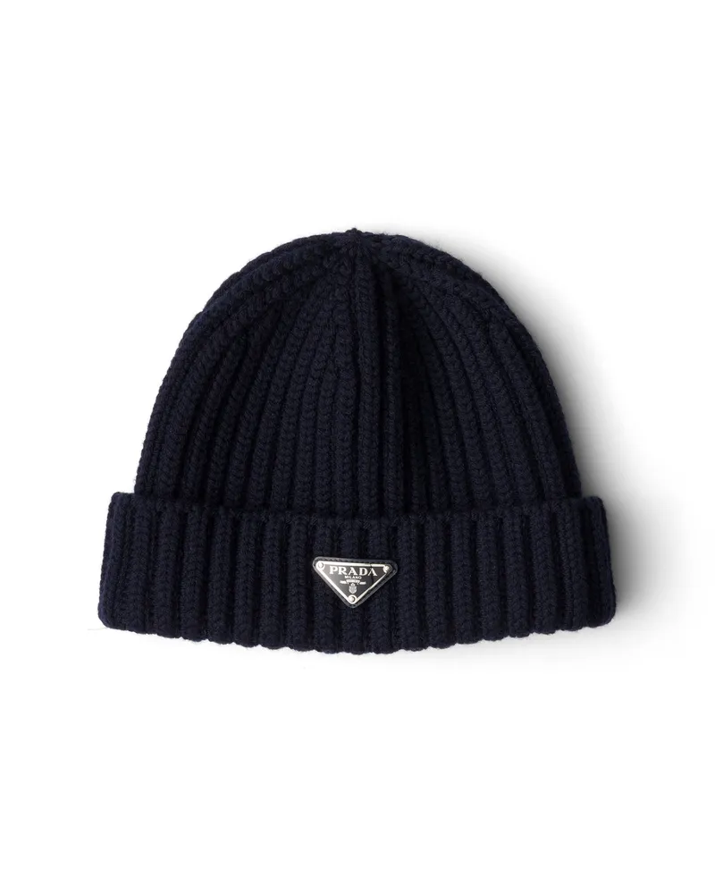 Prada Strickmütze Aus Wolle, Herren, Blau, Größe Blau