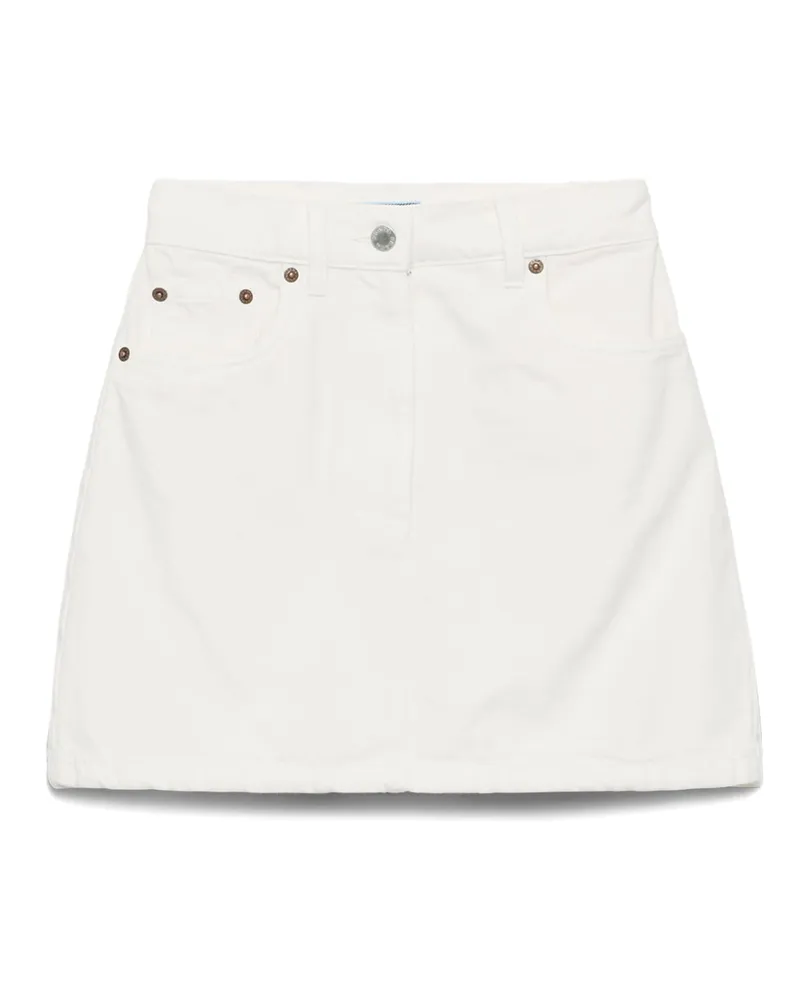 Prada Minirock Aus Denim, Damen, Weiss, Größe Weiss