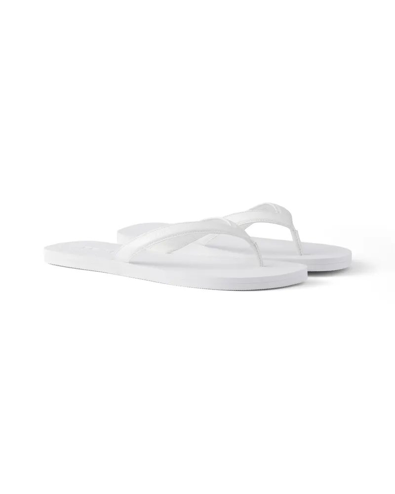 Prada Flip-flops Aus Gebürstetem Leder, Herren, Weiss, Größe 11 Weiss
