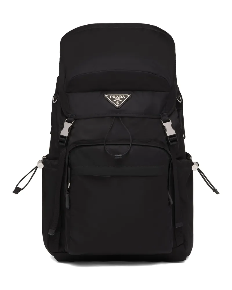 Prada Rucksack Aus Re-nylon Und Saffiano-leder, Herren, Schwarz Schwarz