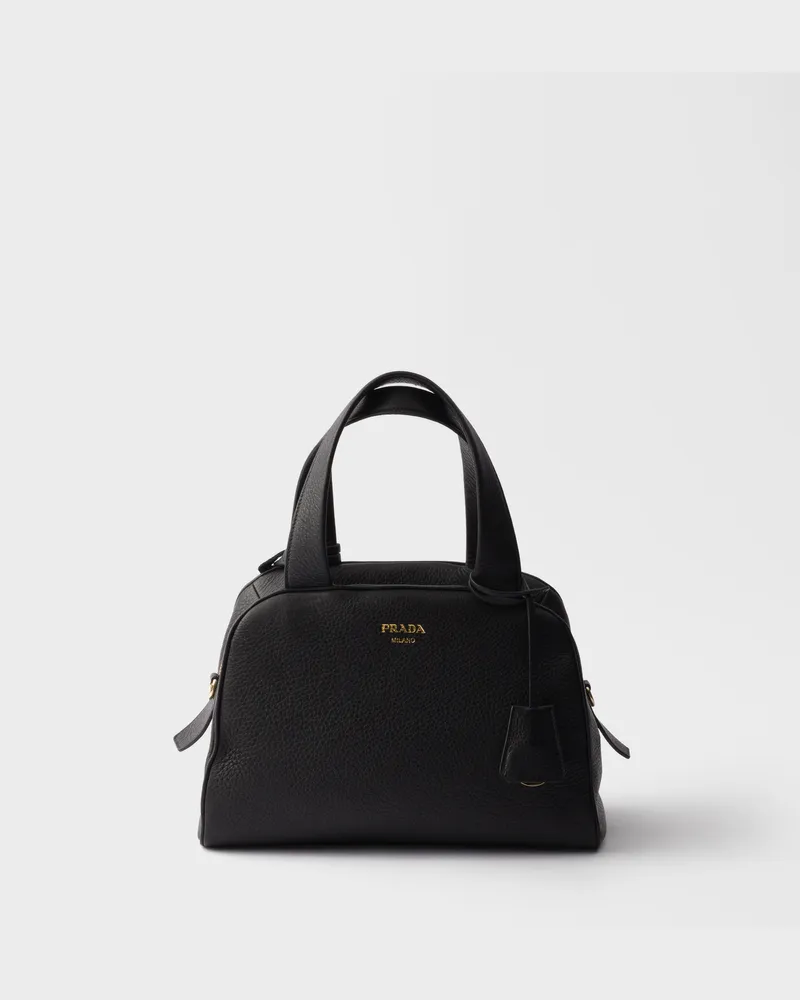 Prada Mittelgroße Henkeltasche aus Leder Schwarz