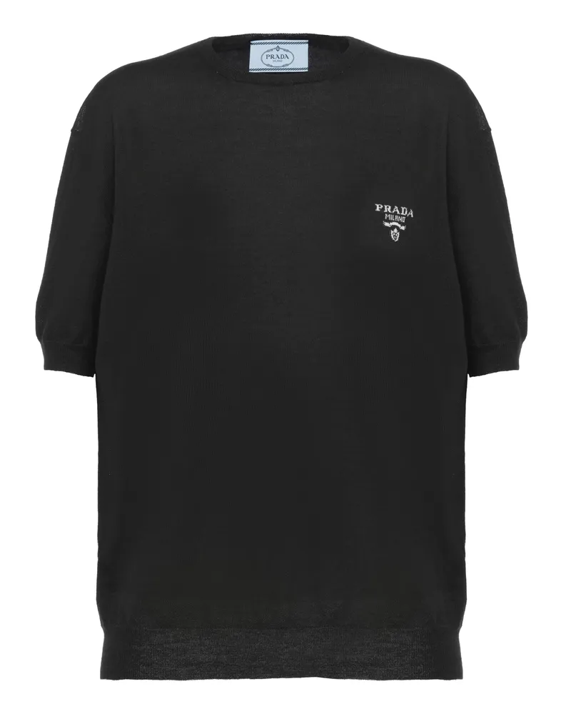 Prada Rundhalspullover Aus Kaschmir, Damen, Schwarz, Größe Schwarz