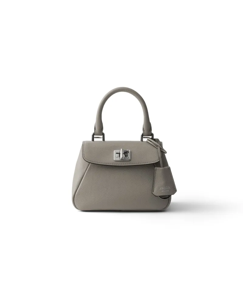 Prada Avoir Mini Handbag Aus Saffiano-leder, Damen, Lehm Lehm