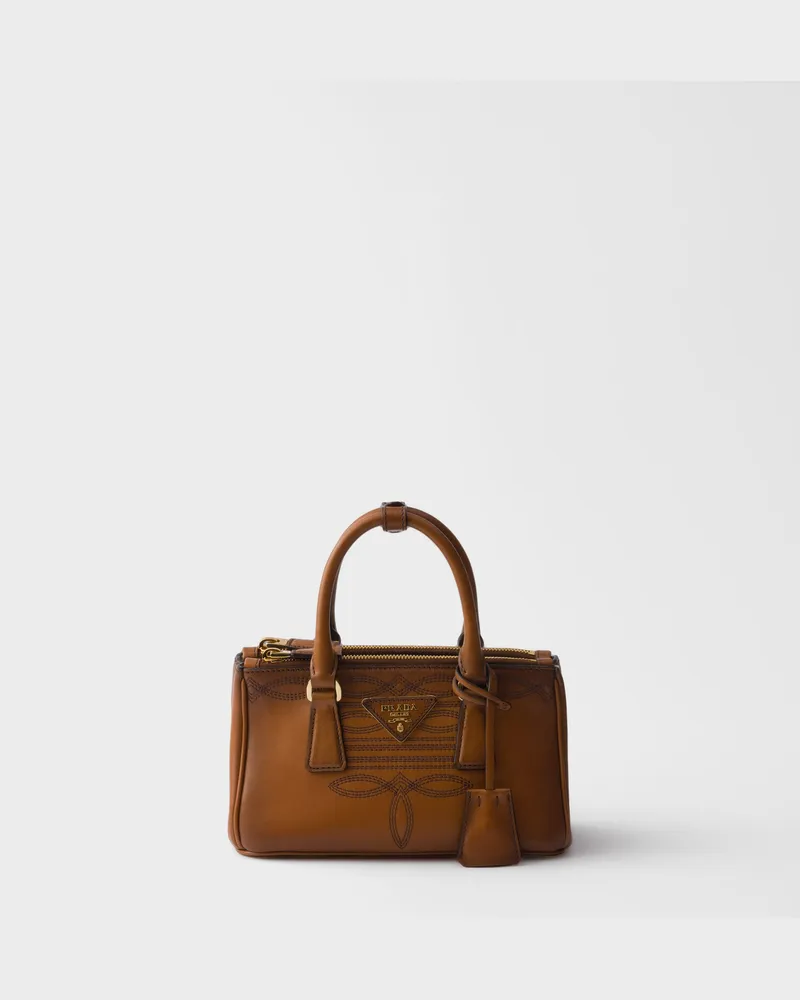 Prada Galleria Mini Bag aus Leder Cognac