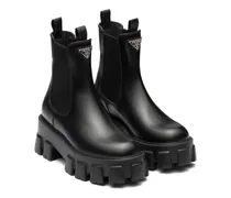 Monolith Stiefeletten Aus Gebürstetem Leder, Damen, Schwarz, Größe