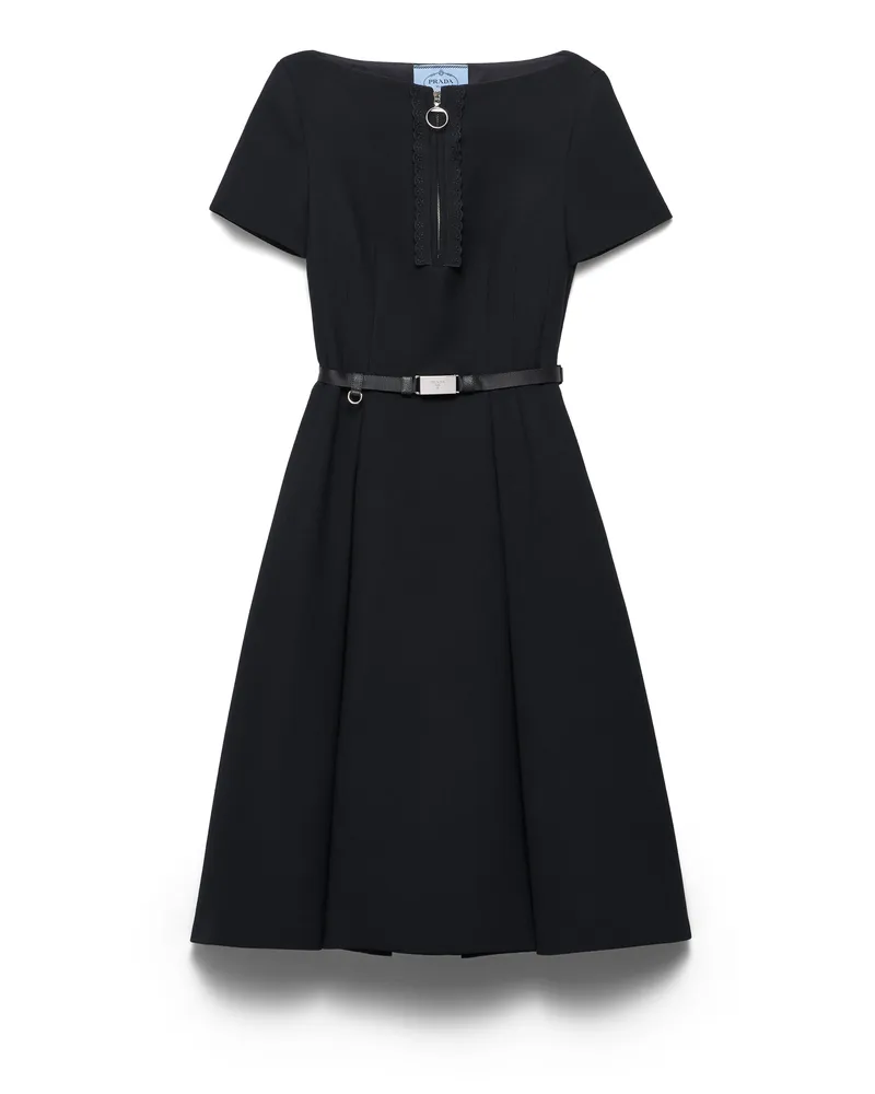 Prada Kleid Aus Besticktem Nattéstoff, Damen, Schwarz, Größe Schwarz