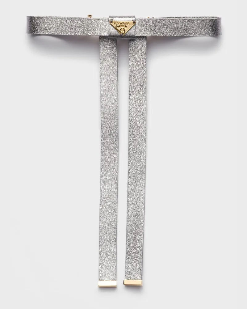 Prada Haarspange aus Nappa-Leder Chrom