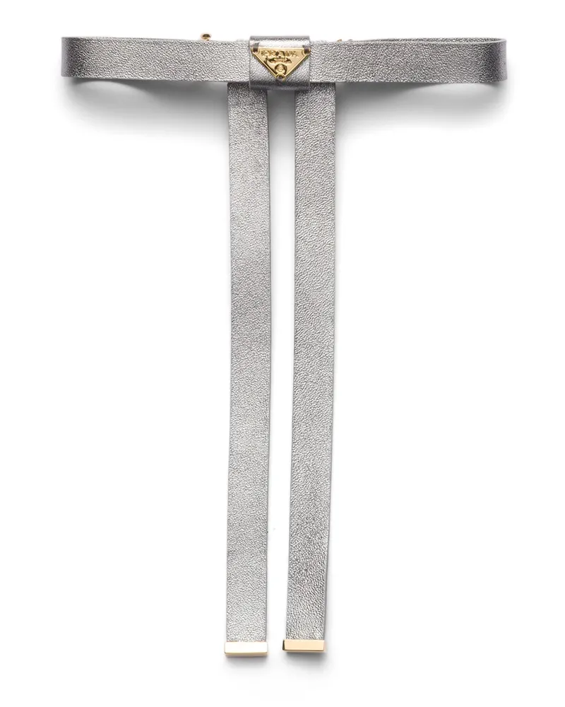 Prada Haarspange Aus Nappa-leder, Damen, Chrom Chrom