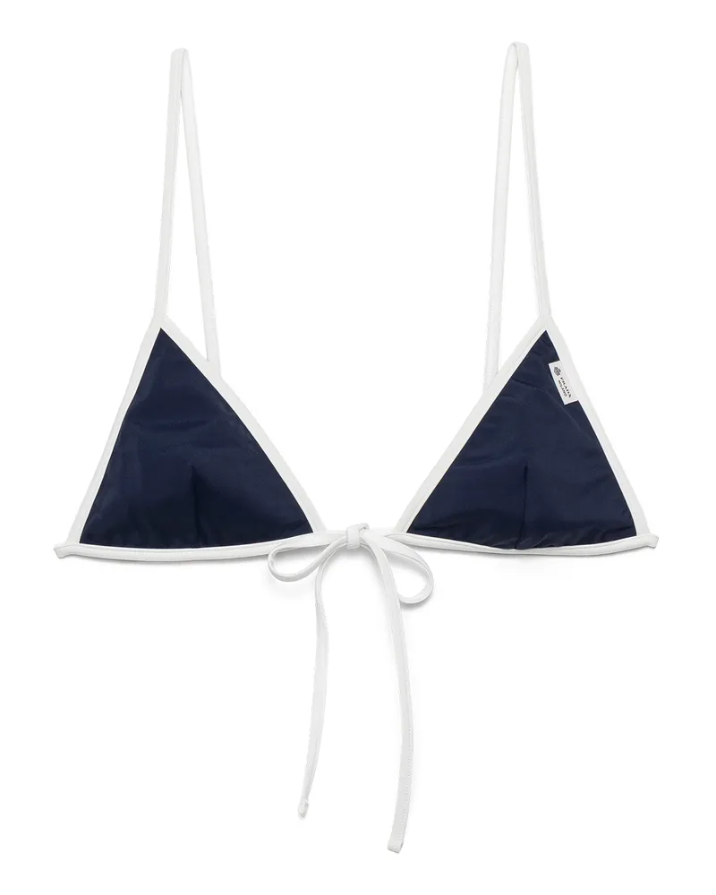 Prada Bikini-oberteil Aus Jersey, Damen, Blau/weiss, Größe Blau