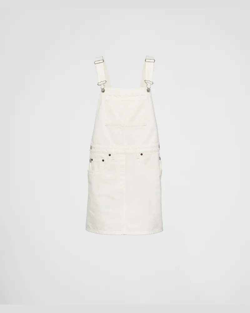 Prada Minikleid mit Latz aus Denim Weiss